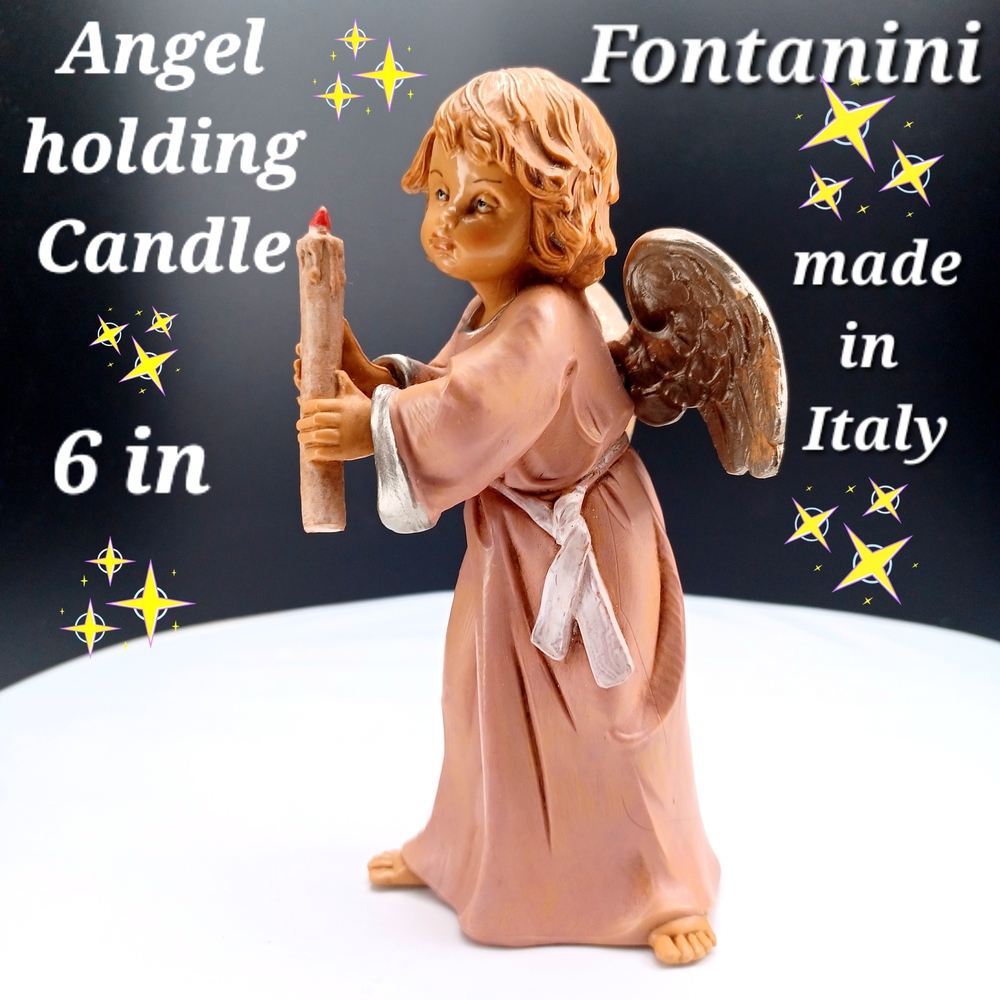 Fontanini Angel Holding Candle 6in Vintage